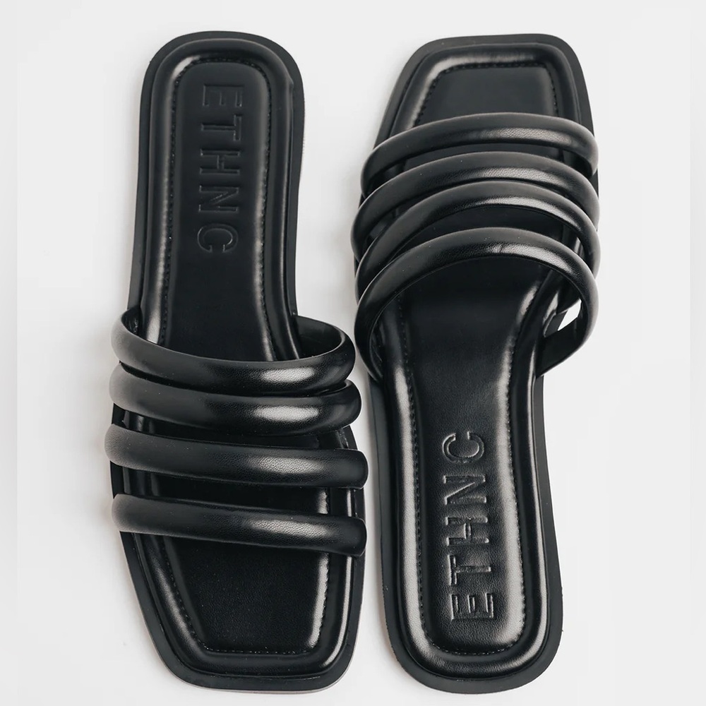 ETHNC strappy black sandals slides size 40